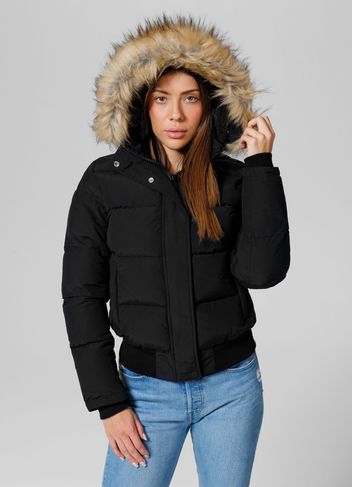 Quilted winter jacket with hood AZALEA